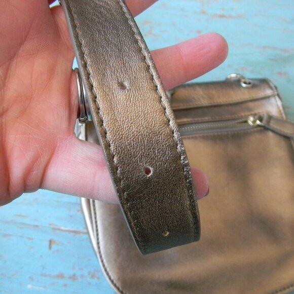 Vintage Maud Frizon PARIS BRONZE/GOLD PLEATED SMALL LEATHER SHOULDER BAG - Picture 6 of 9